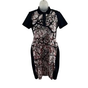 Ostwald Helgason Polo‎ Dress Womens US 6 Black White Splatter Print Runway Artsy